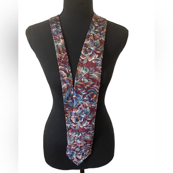 Blue and Brown Abstract Pattern Tie - Picture 2 of 7